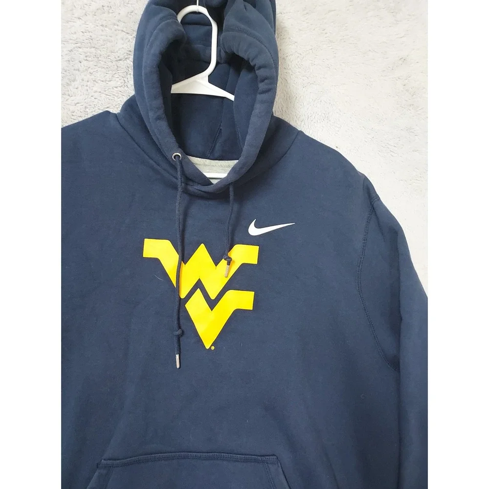 West Virginia Mountaineers Hoodie Mens XL Nike Fleece NCAA Hoodie Navy Blue Logo